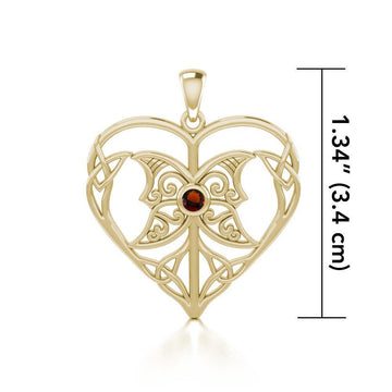 Celtic Triple Goddess Love Peace Solid Gold Pendant with Gemstone GPD5105 - Jewelry